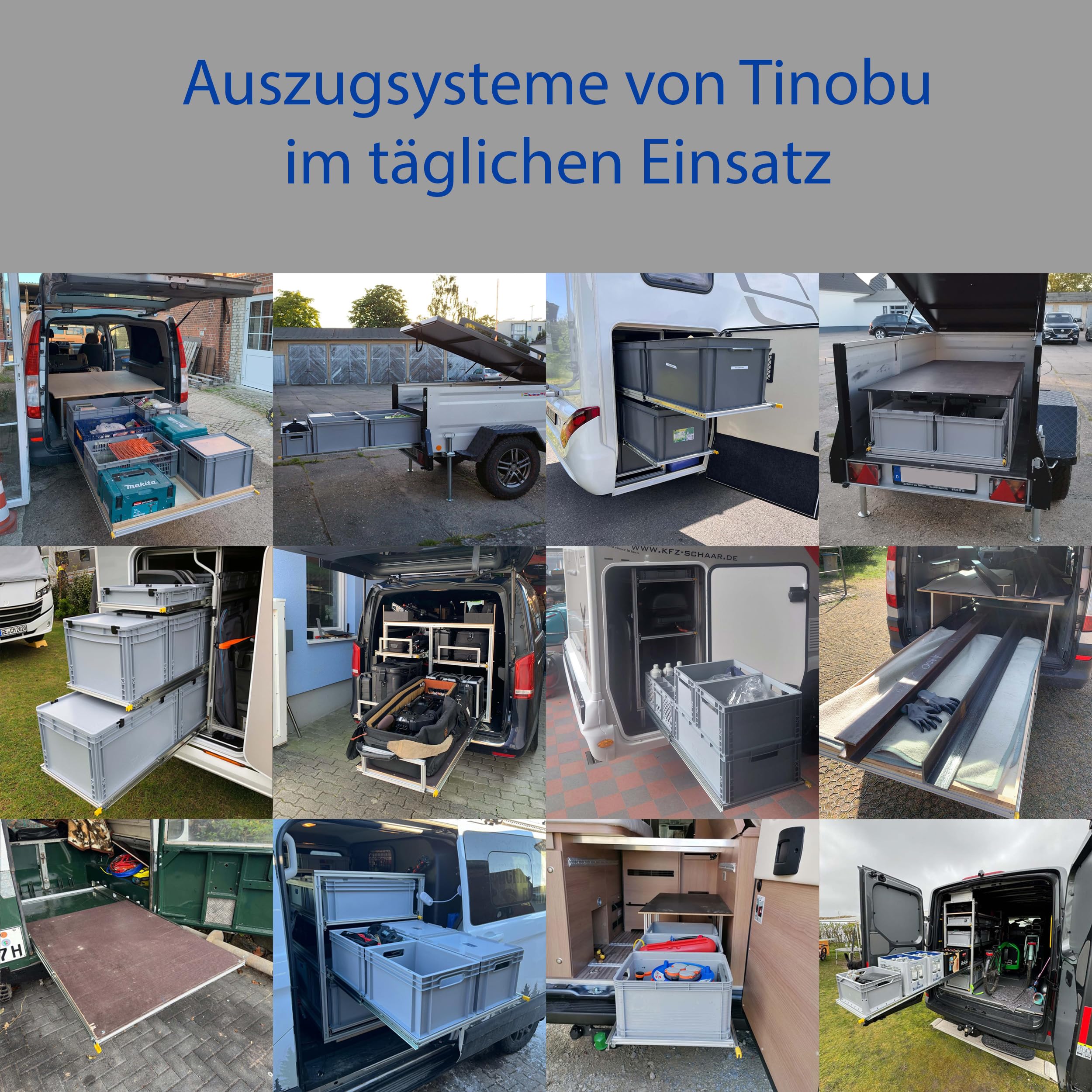 Starker Heckauszug für Wohnmobile, Länge 120cm, Last bis 220kg (Breite: 60cm)