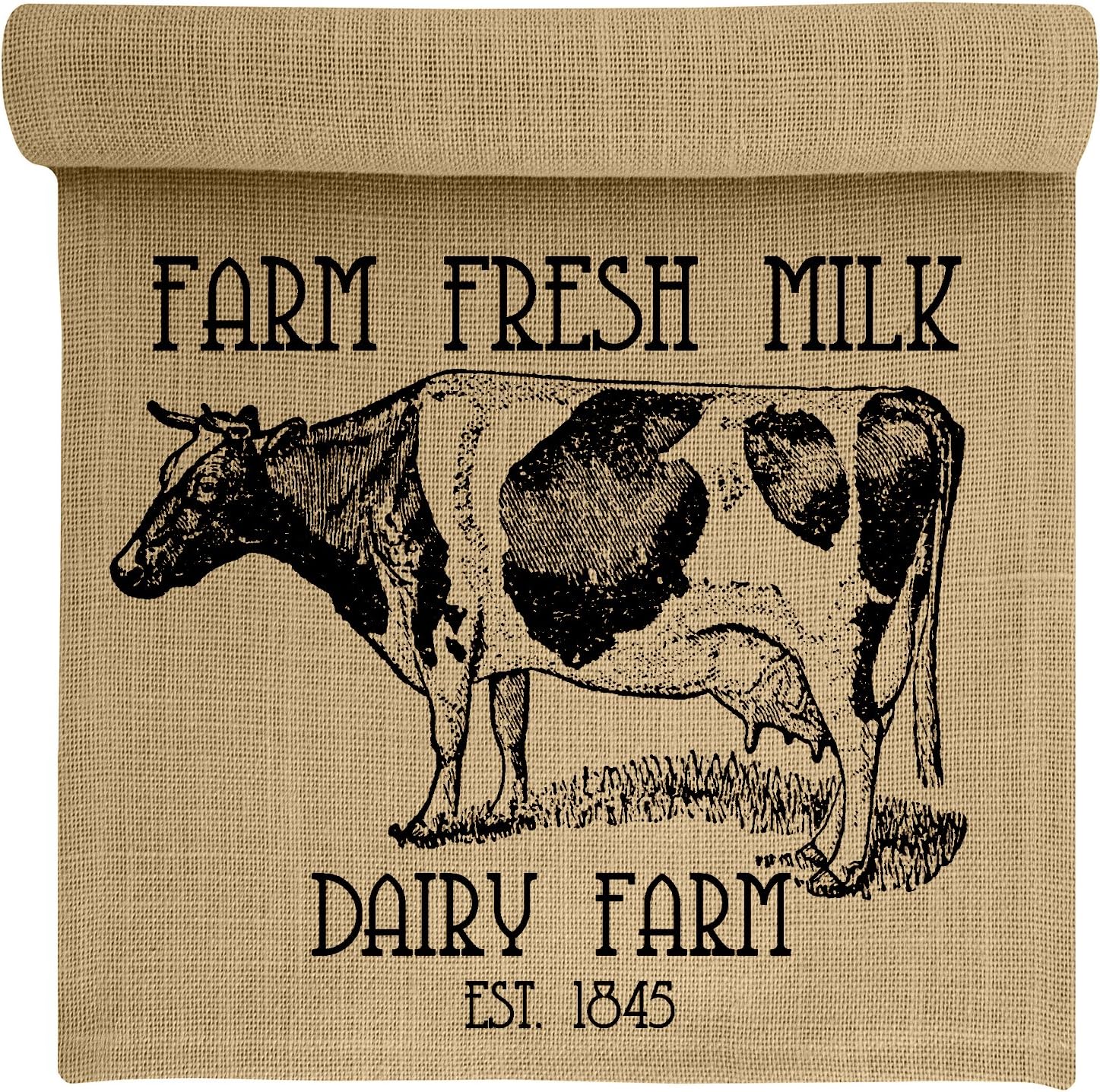 Farm Fresh Milk Burlap Table Runner by TheWatsonShop, 72" Cow Farmhouse Runner