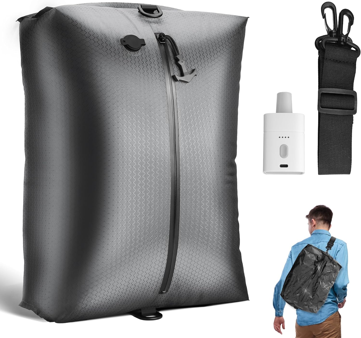 Sacs à vide de voyage avec pompe sans fil, sacs de compression sous vide réutilisables pour valise, gain de place pour bagages, étanches et imperméables, parfait pour les voyageurs fréquents et les voyages d'affaires (1-pack)