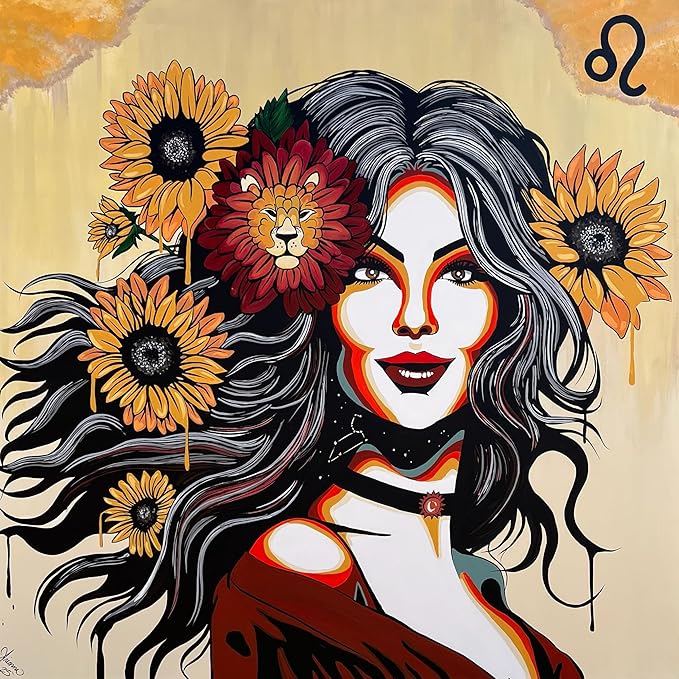 Artwork By Arionna Leo Zodiac Art Print, Astrology Pop Art Wall Décor, Home Decor, Aesthetic Room Decor, Wall Posters, Horoscope Gifts For Women, 12x12 Inches, Unframed