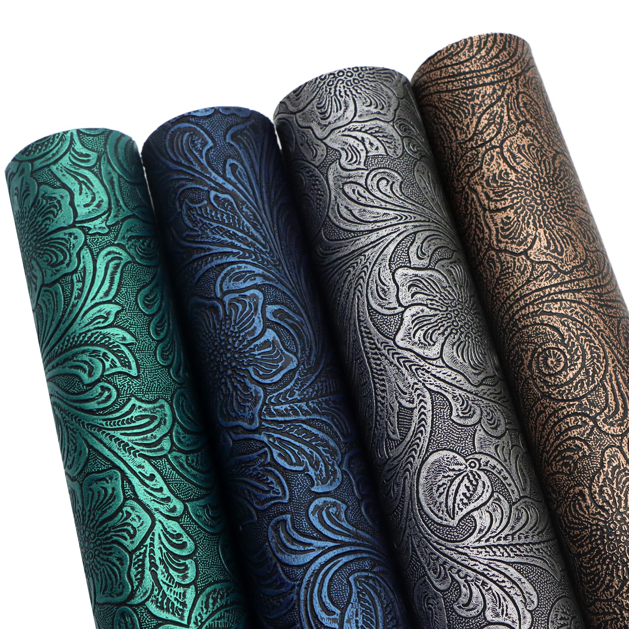 David accessories Bump Texture Faux Leather Sheet 4 Pcs 7.7" x 12.9" (20 cm x 33 cm) Plain Geometric Pattern Printed Faux Leather Fabric Sheet for DIY Bows Earrings Making Crafts (D)