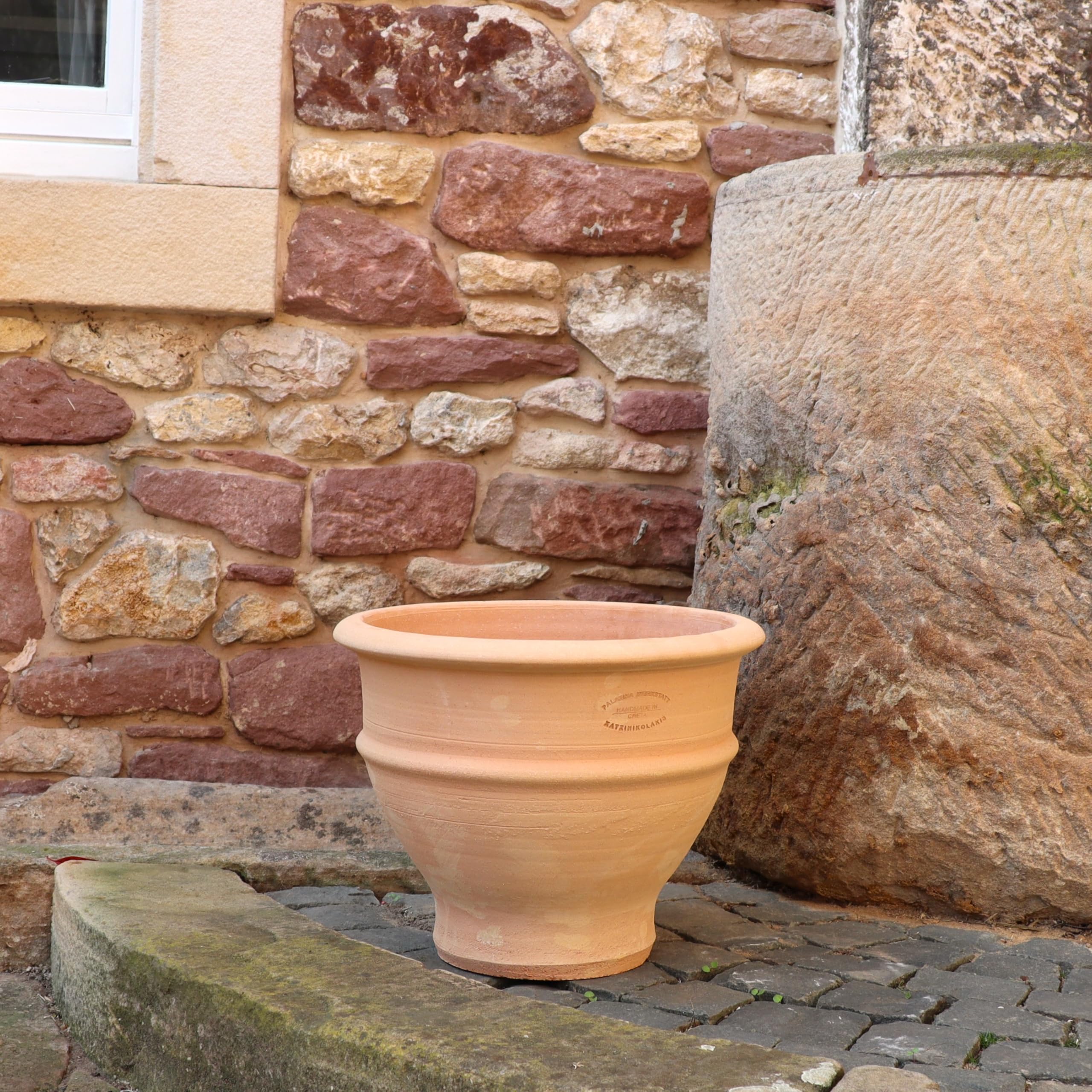 Palatina Werkstatt Vaso per piante in terracotta, 40 cm, resistente all'inverno, per balcone, terrazza e ingresso, realizzato a mano, in terracotta, resistente al gelo