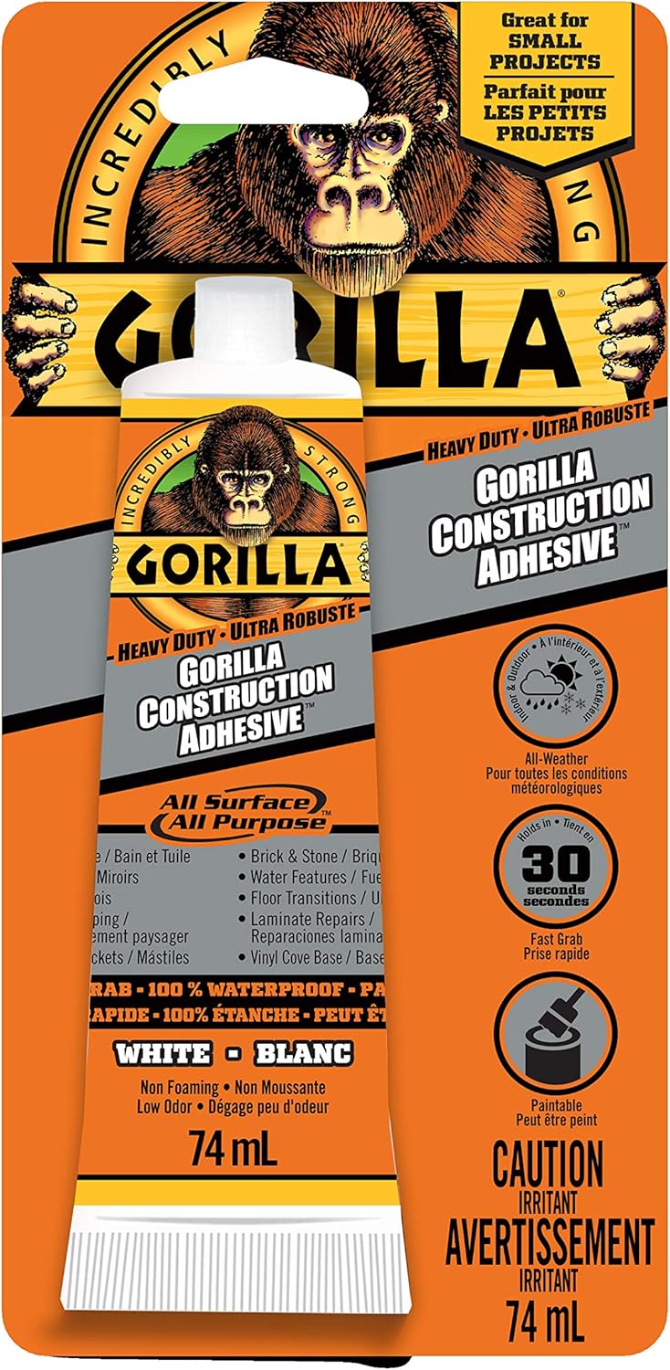 Gorilla Heavy Duty Construction Adhesive, All Weather Indoor & Outdoor