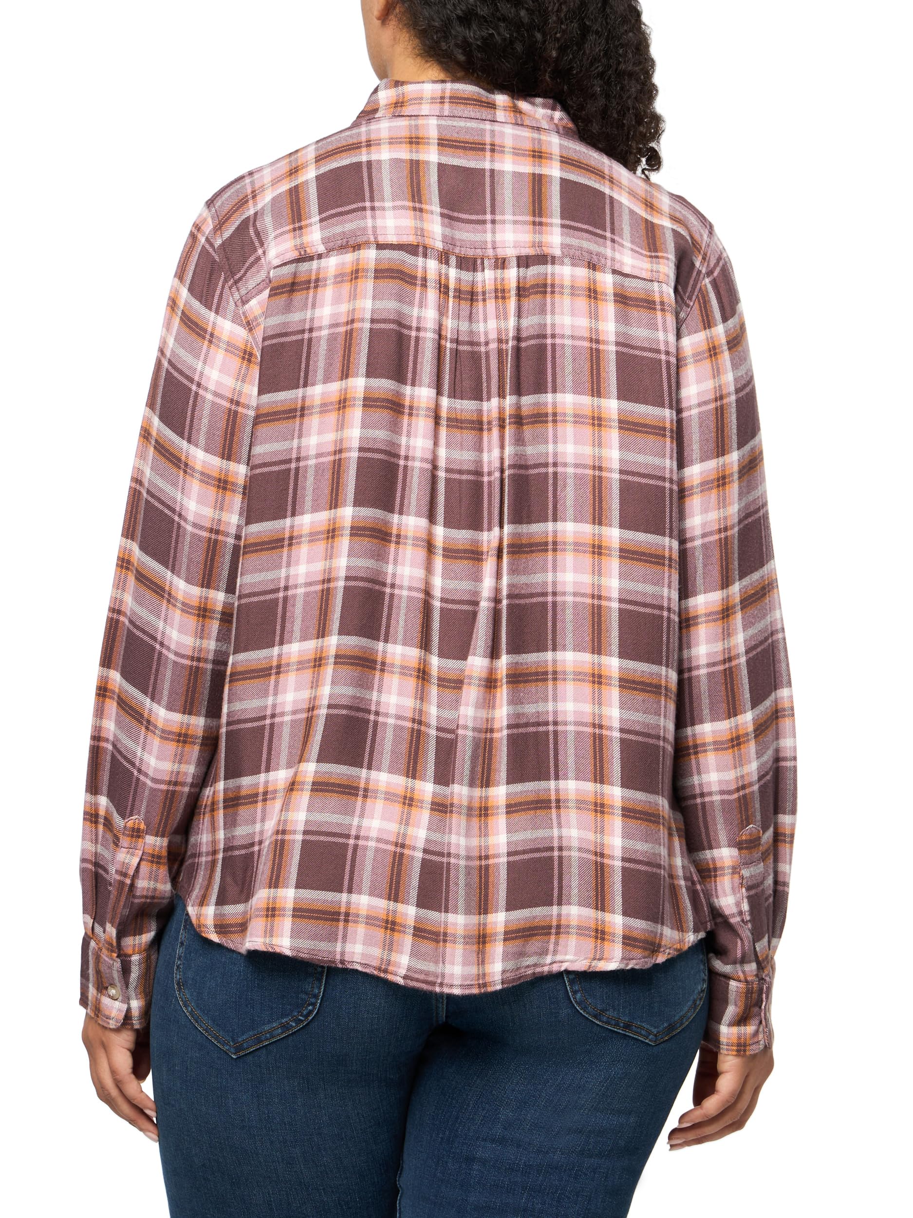Lucky Brand Cloud Plaid Boyfriend Flannel Shirt Camicia in Flanella Boyfriend Plaid Nuvola Donna