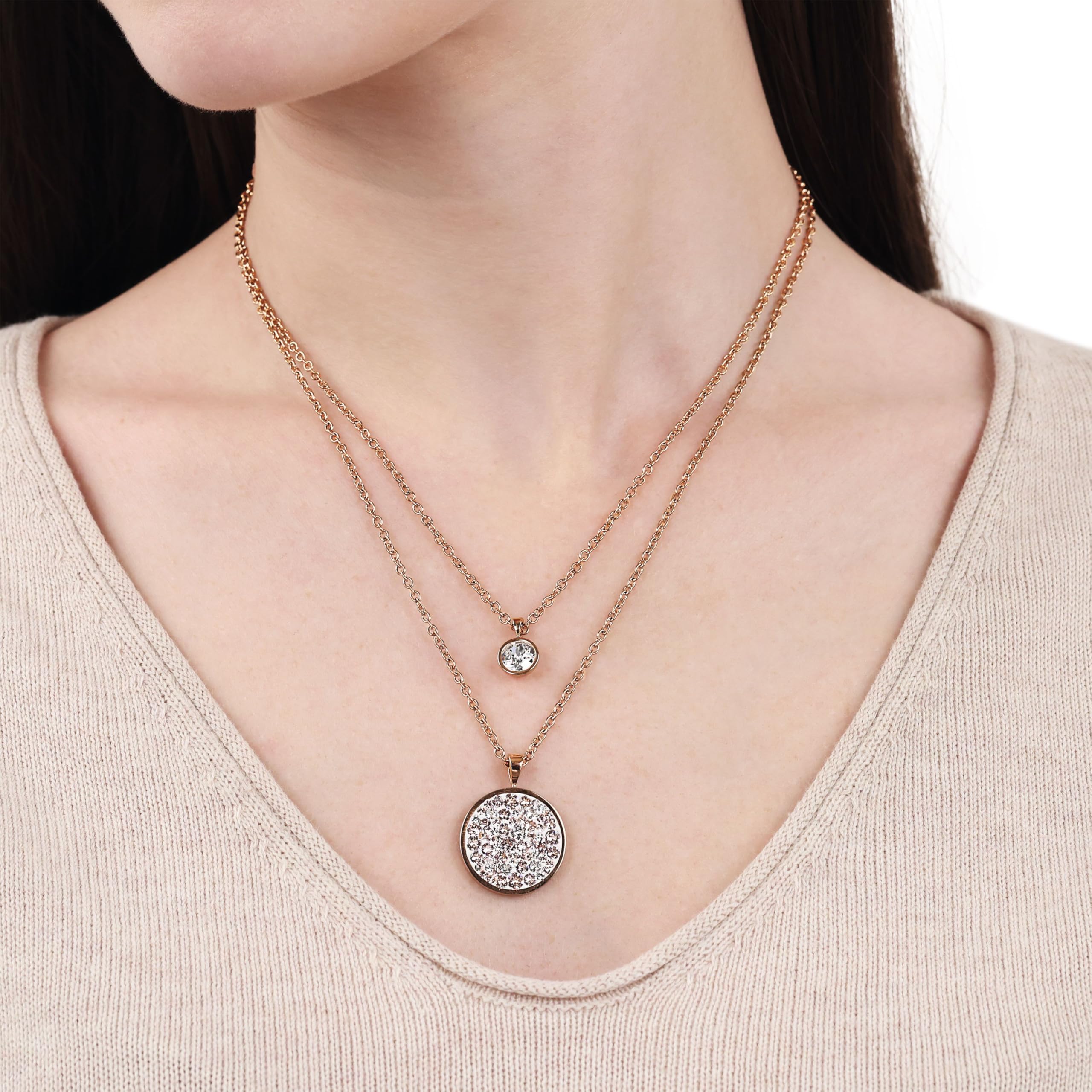 TOM TAILOR - Collana da Donna in Acciaio inox - con Cristallo - Ciondolo a Cerchio