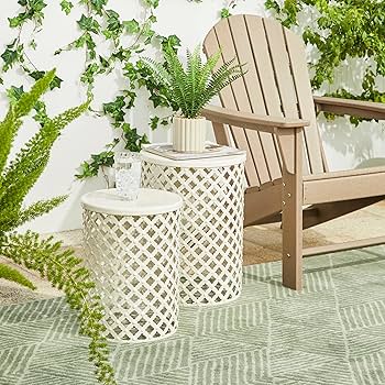 Amazon.com: Glitzhome Outdoor Side Table Set of 2