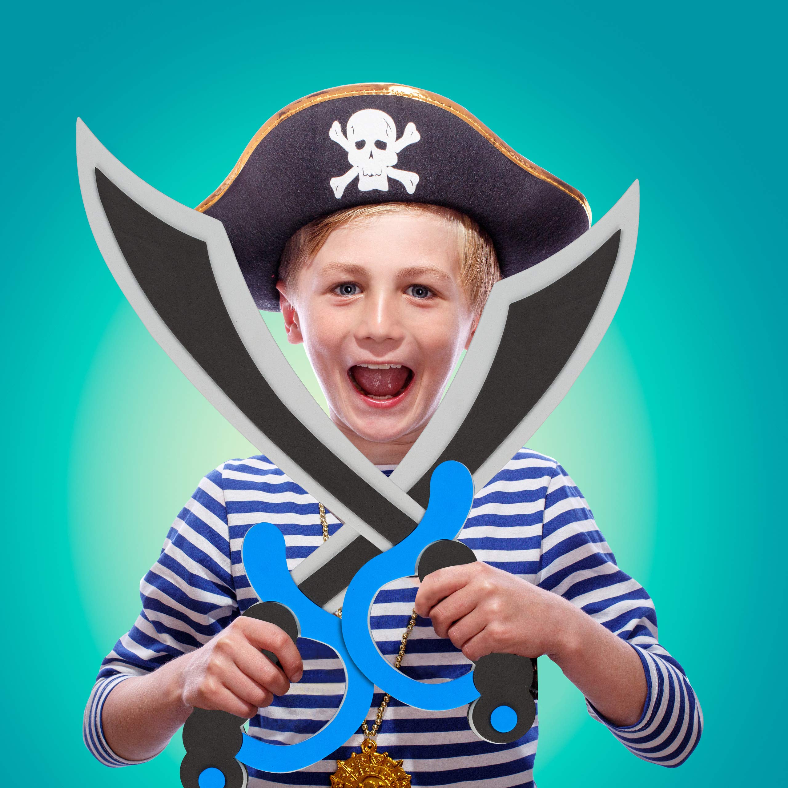 Relaxdays 8X Sciabola dei Pirati, Set di Carnevale, Halloween, Bambini, Spada Giocattolo, L:41 cm, Colorato