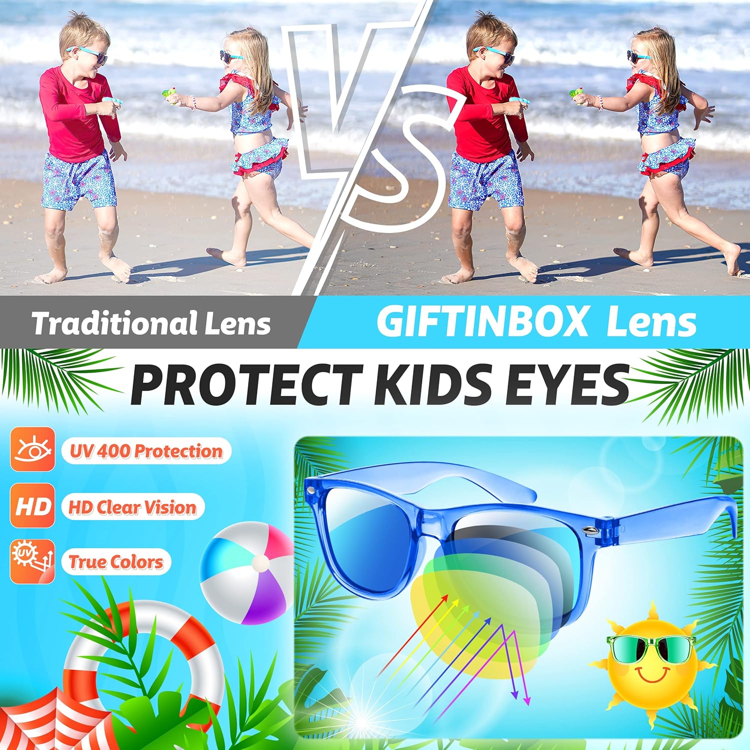 GIFTINBOX 24Pack Kids Sunglasse Bulk for Kids ,Great Gifts Party Favors For Kids 4-8 & 3-5, Translucent Sunglasses with UV400 Protection, Beach Pool Birthday Party Supplies - Image 7