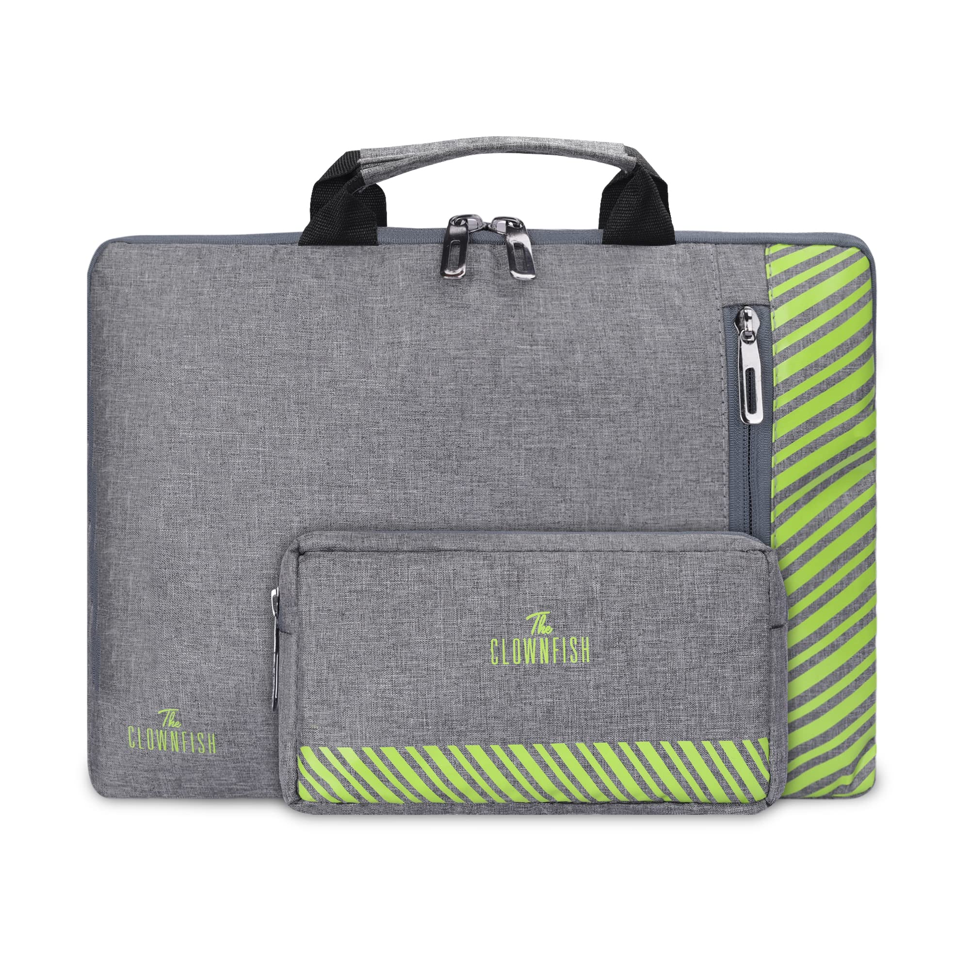 THE CLOWNFISH Unisex Combo Of Rex Series Polyester 14 Inch Laptop Sleeve With Comfortable Carry Handle & Scholar Series Multipurpose Polyester Travel Pouch Pencil Case Toiletry Bag (Grey) (B0BPP5QJWQ) Amazon Price History, Amazon Price Tracker