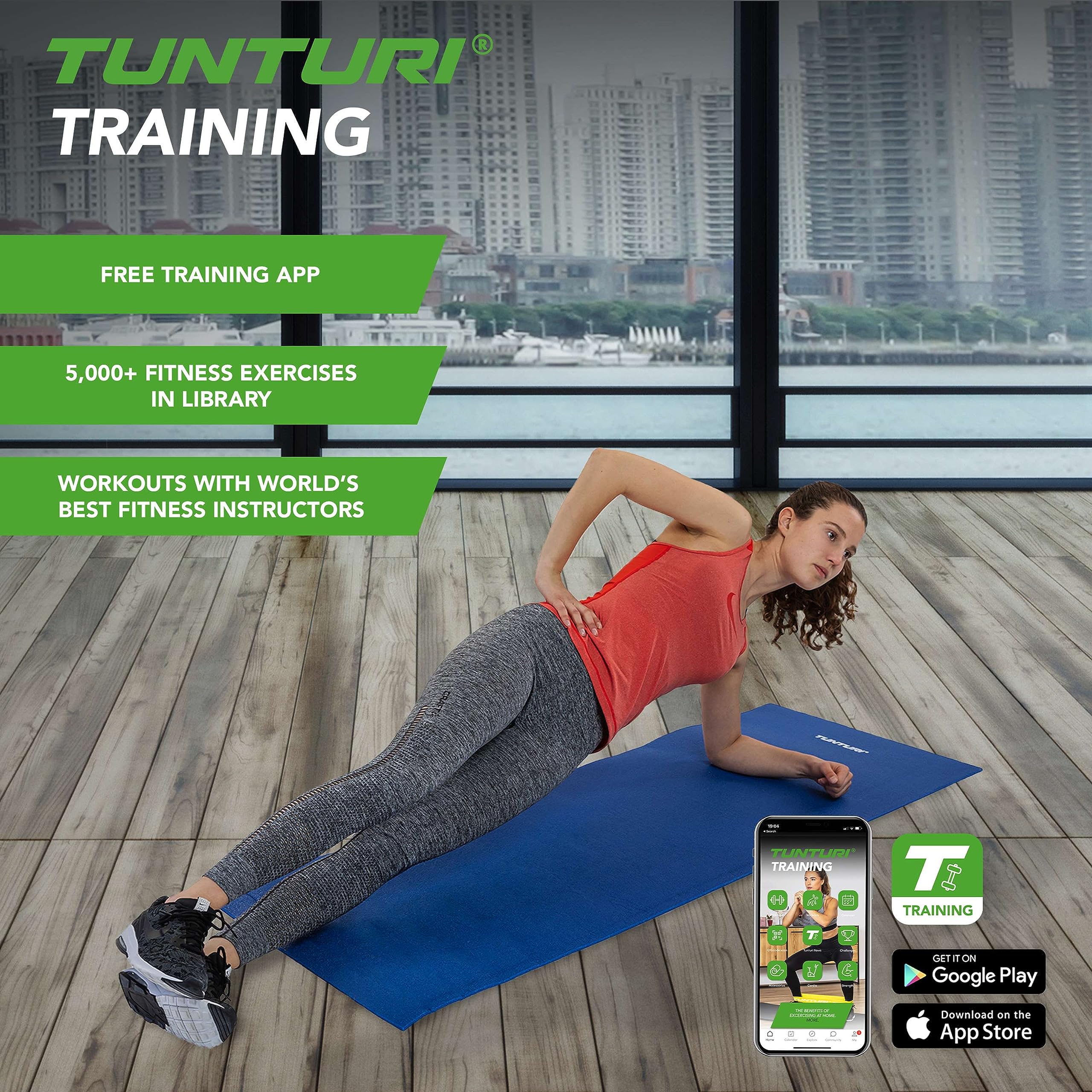 Tunturi Unisex's XPE Non Slip Yoga Fitness Mat, Pink, One Size