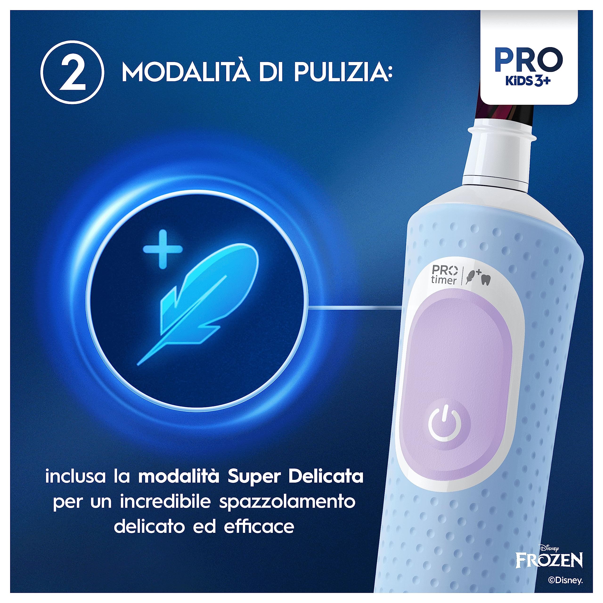 Oral-B Spazzolino Elettrico Ricaricabile Kids 3+, 1 Testina, Custodia, Azzurro - Disney Frozen, 1 Testina di Ricambio per Spazzolino Elettrico, dai 3 Anni in Su, Delicato sulle Gengive, Custodia