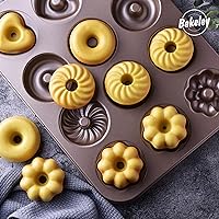 Vista 6 de Molde para Donas y Pastel, 12 Cavidades Antiadherente Anillo para Donas, Utensilios de Hornear para Horno (Oro Champán)
