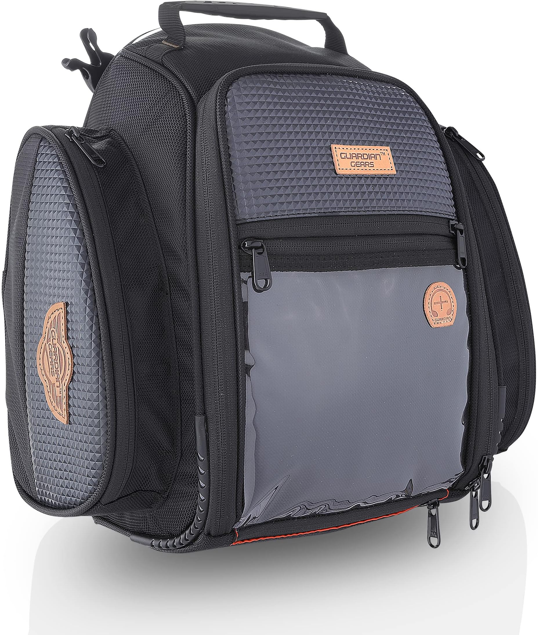 GUARDIANGEARS Shark Universal 28L (Not-Magnetic) Tank Bag with Rain Cover for All Motorcycles with Fuel Cap in Center from 100CC to 1000CC | Nylon