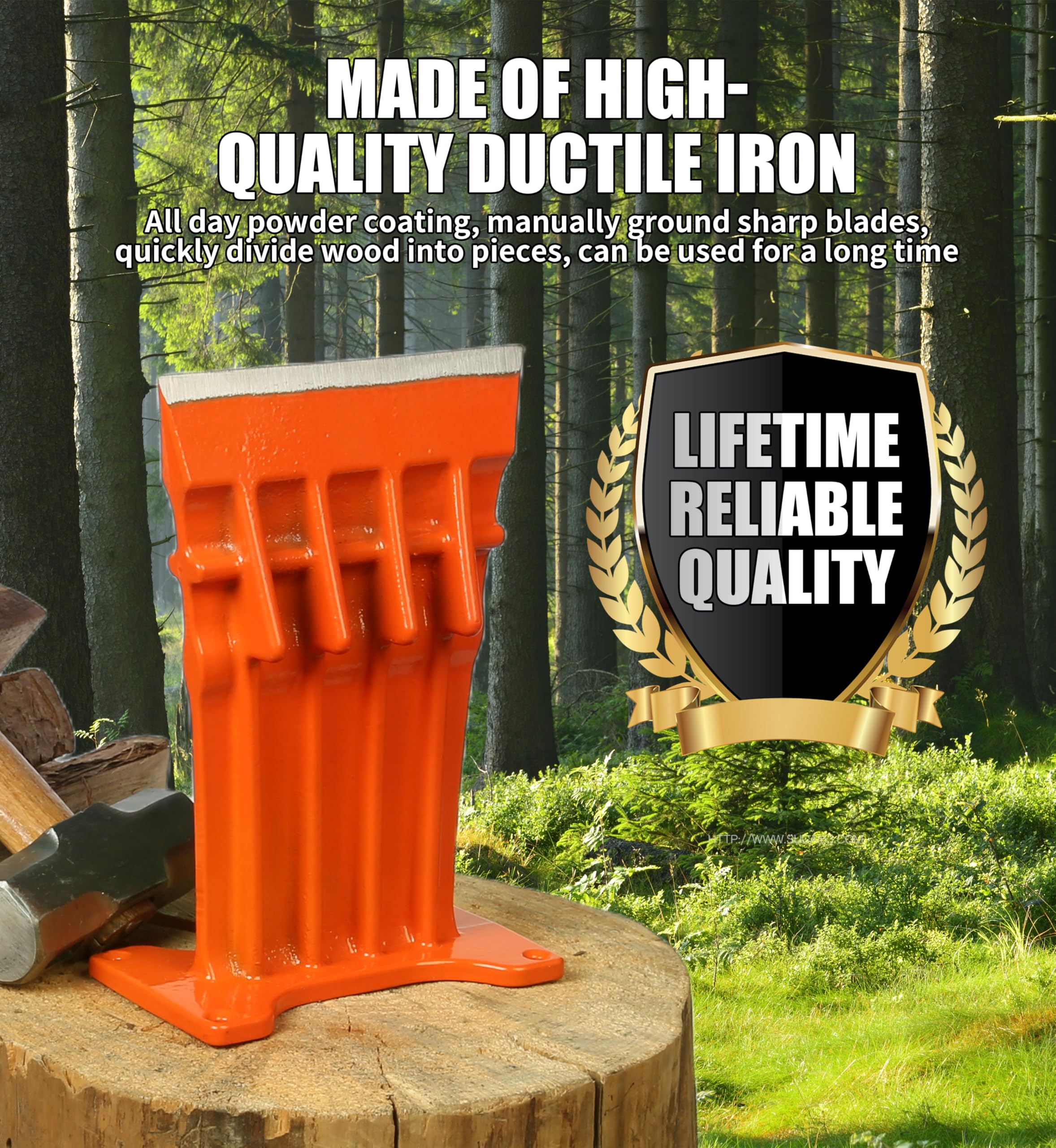 SPEED FORCE Kaminholz Anzündholz Holzspalter - Keine Axt! Keilspitze Spalten Brennholz 15.2 cm orange mit Sicherheitsabdeckung