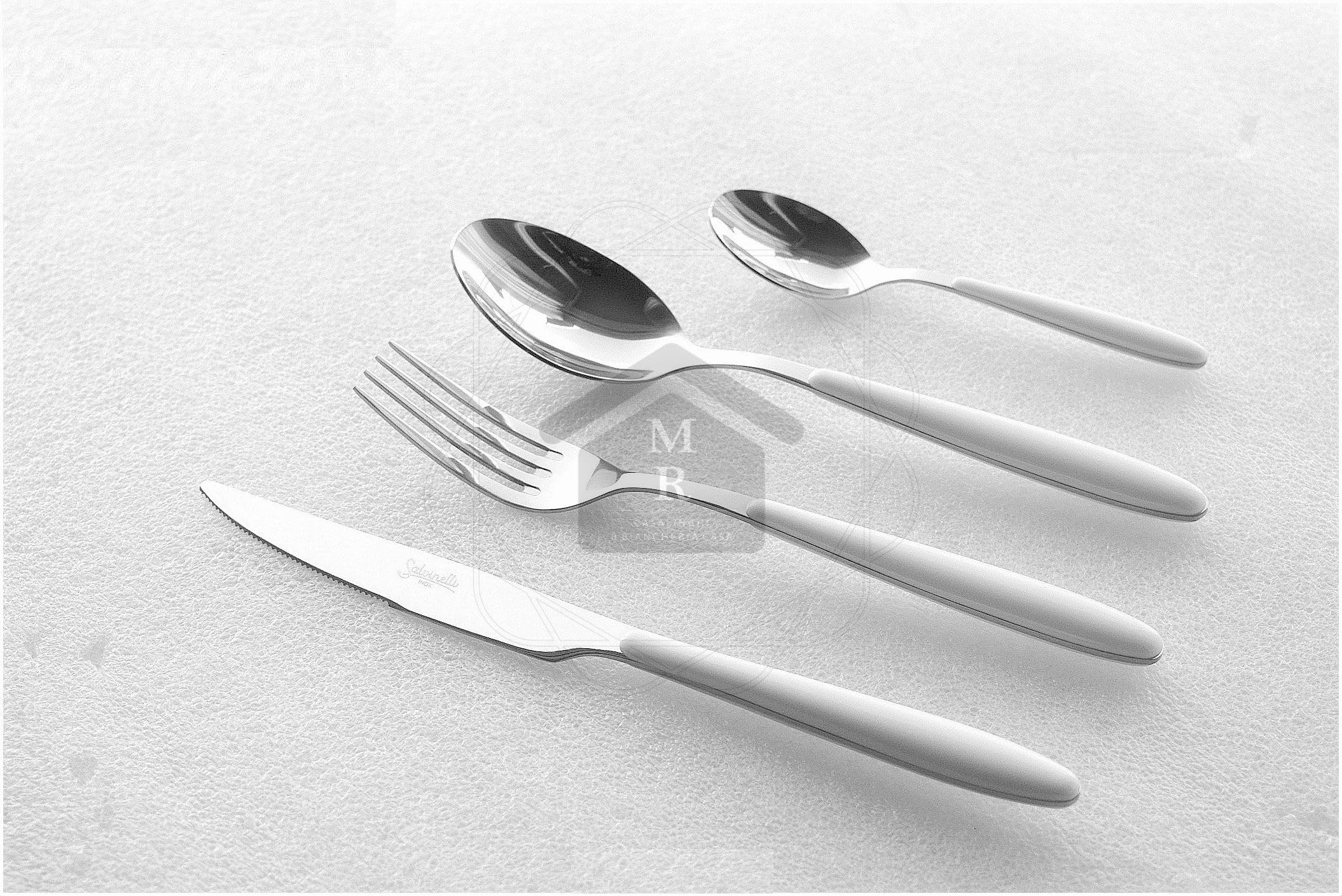 Set de couverts Aurora blanc en inox avec manche design en ABS