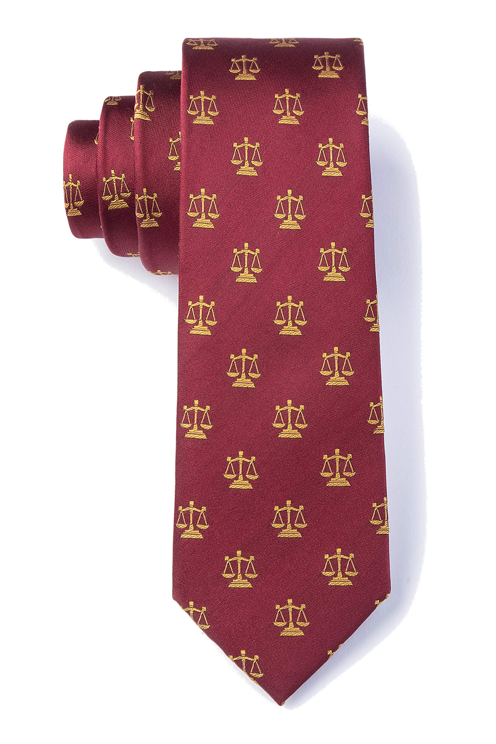 Bhhjkk Unisex As Pic Men's 100% Silk Burgundy Legal Scales Of Justice Lawyer Law Skinny Narrow Tie Necktie
