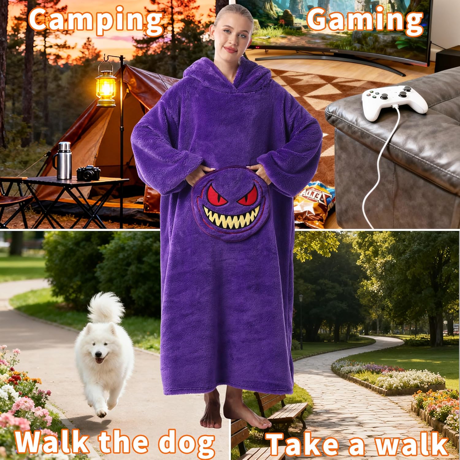 Wearable Blanket Hoodie for Women, Soft Hooded Blanket for Women and Men Robe for Home Lounge - Image 3