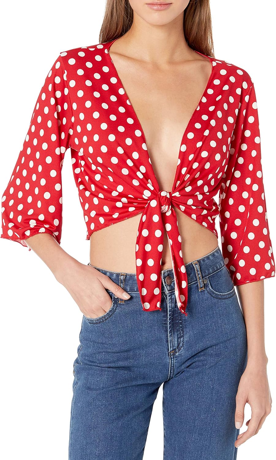 Star Vixen Womens Tie Front Elbow Sleeve Cardigan