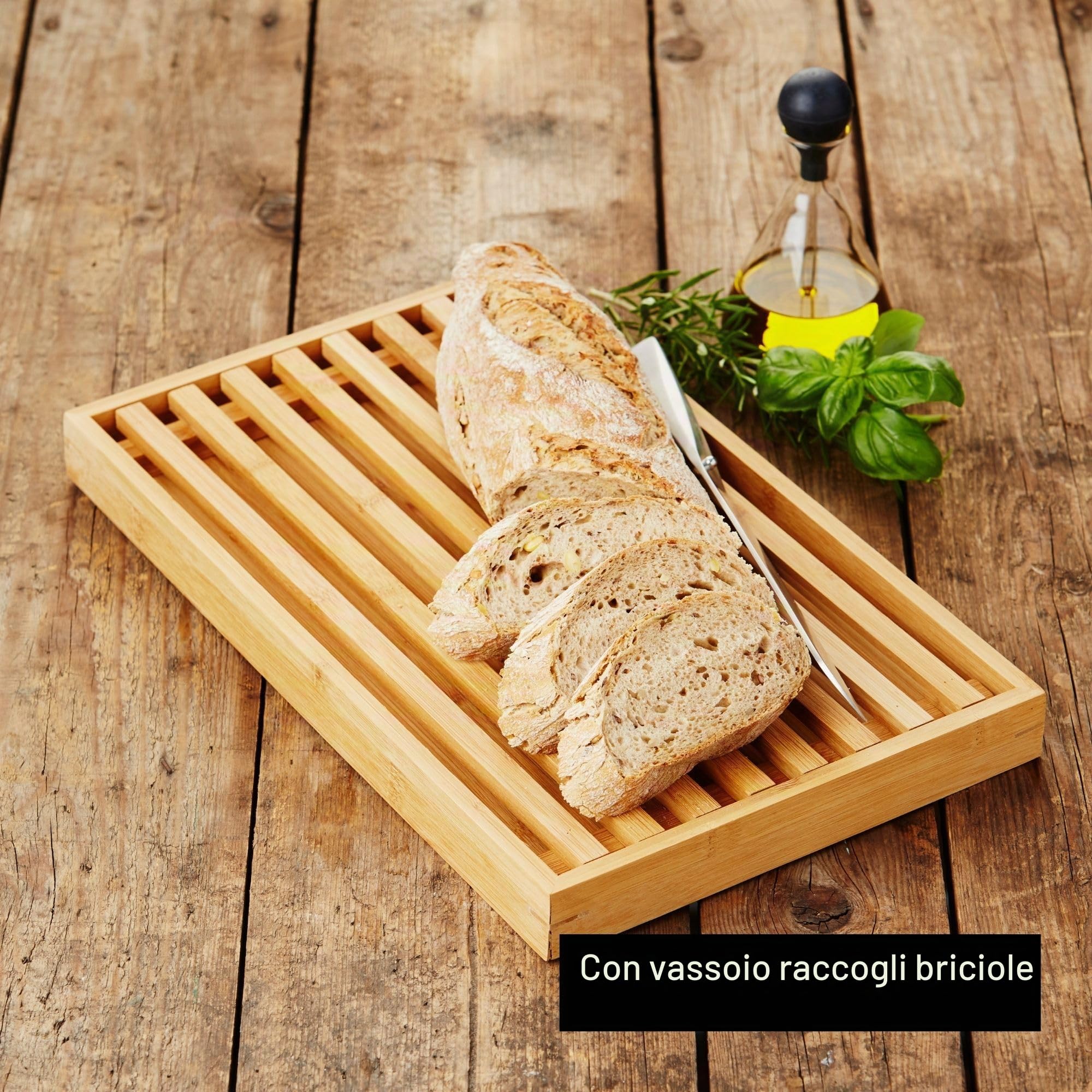 Point-Virgule Tagliere per pane in bambù, 42,5 x 25 x 3,5 cm