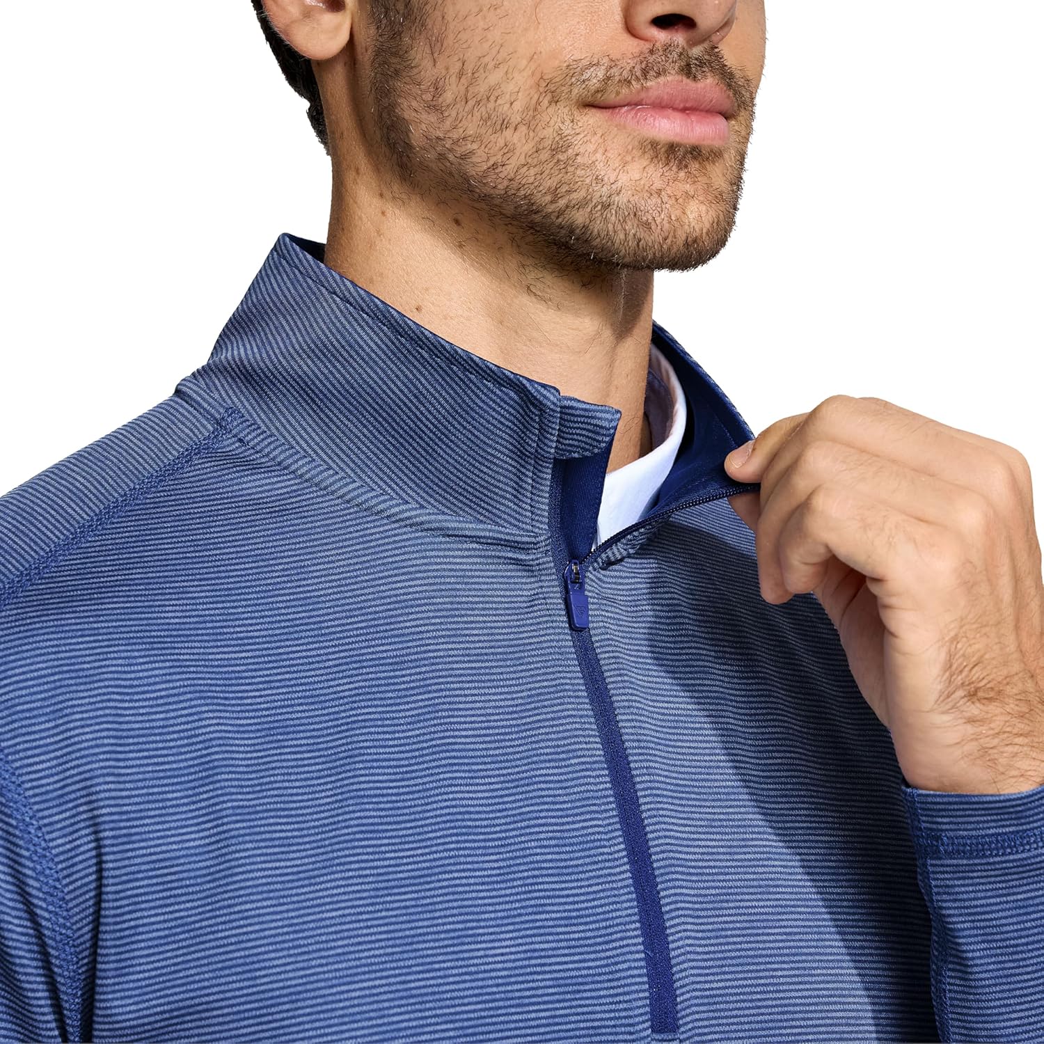 Quarter Zip Pullover Men Performance Dry Fit Stripe Mock Neck Midlayer Golf 1/4 Zip Pullover Mens Sweatshirt - Image 3