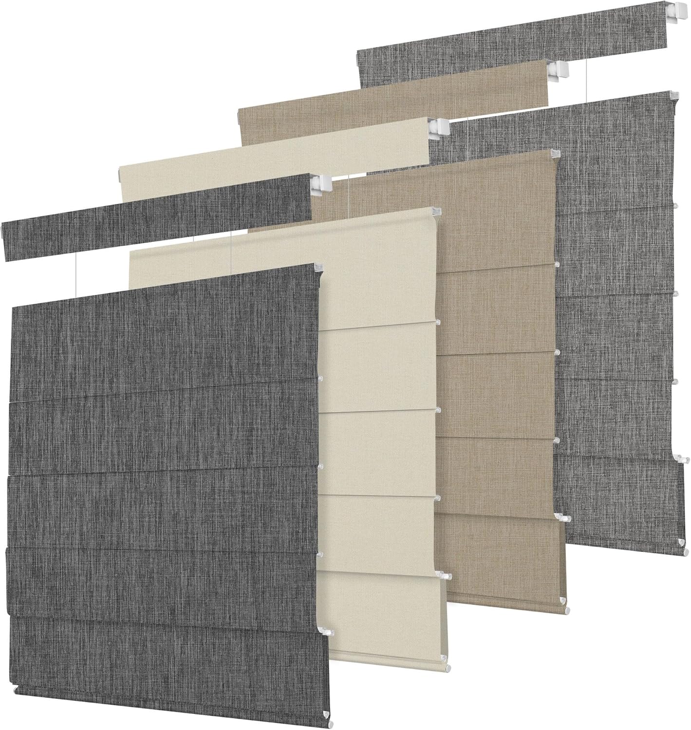 BERISSA Top Down Bottom up Blackout Roman Shades for Window, No Drill Roman Blinds Cordless No Tools Roman Window Shades Easy Install for Indoor Windows,Living Room Bedroom,Custom Size,Black