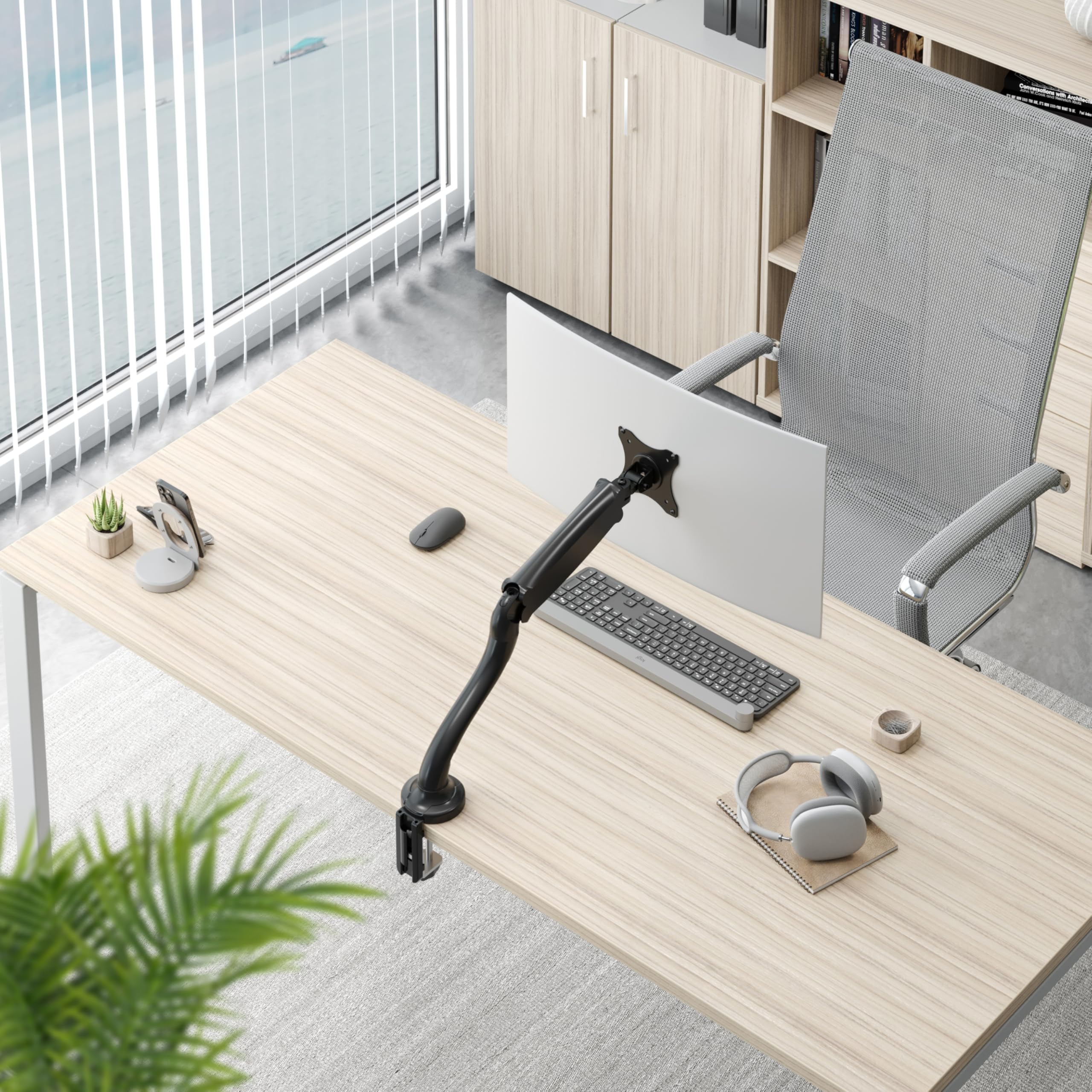 RICOO Soporte Monitor Mesa Brazo articulado Giratorio Inclinable Pantalla PC 13-32" (33-81cm) TS6511 Stand para monitores VESA 75x75 100x100
