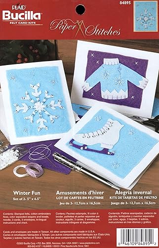 Bucilla "Winter Fun" Paper Stitches Felt Card Kit 84895