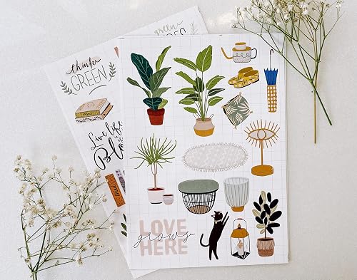 Good Golly Plant and Home Themed Sticker Pack, Indoor Plant and Décor Elements for Journal, Diary or Planner