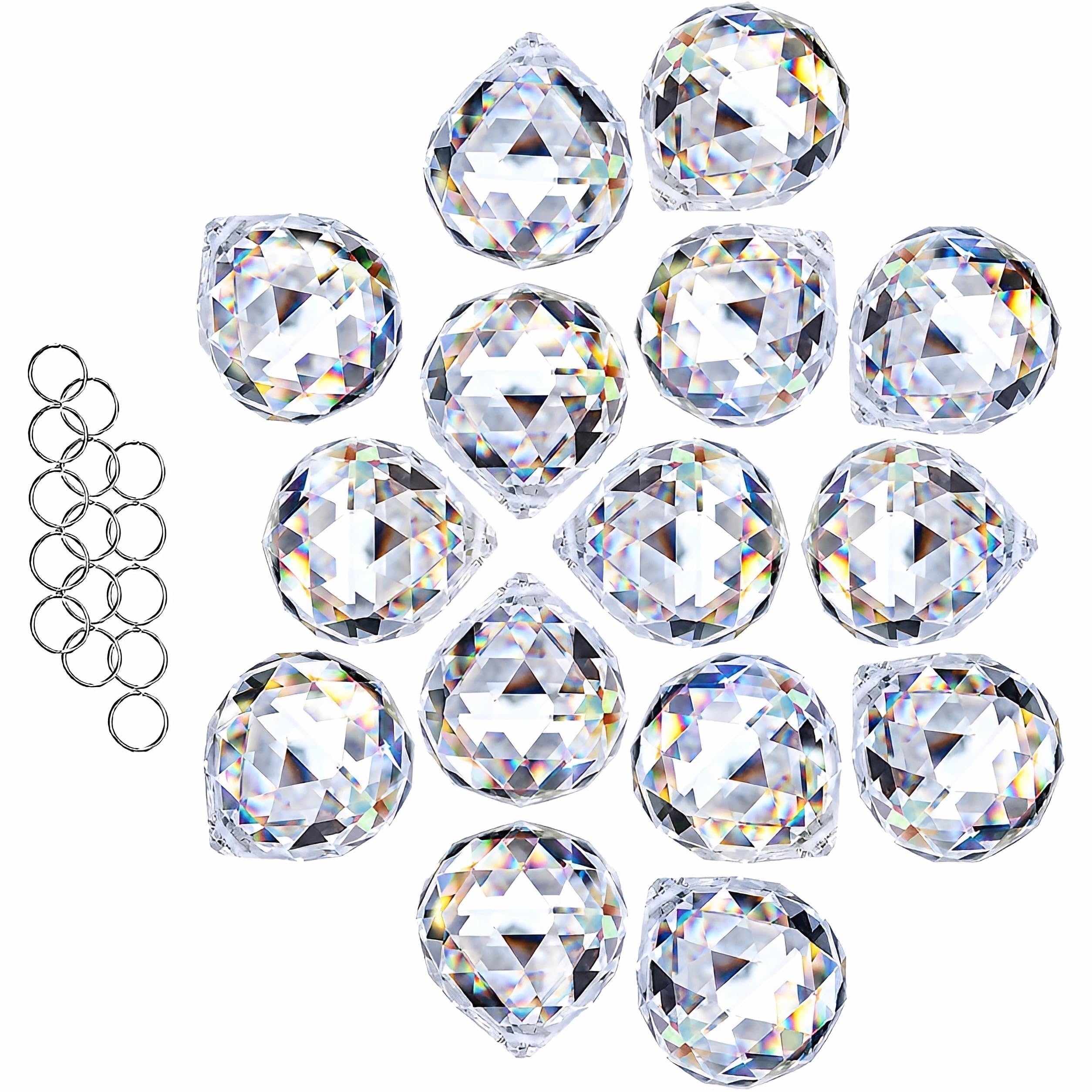 View 1 of 15pcs 30mm Clear Crystal Ball Prism Suncatchers for Window Hanging
