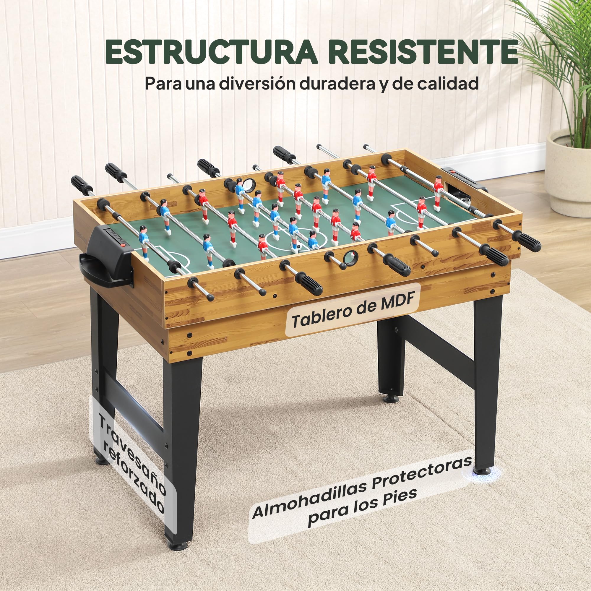 SPORTNOW Mesa Multijuegos 13 en 1 para Adultos Natural Negro