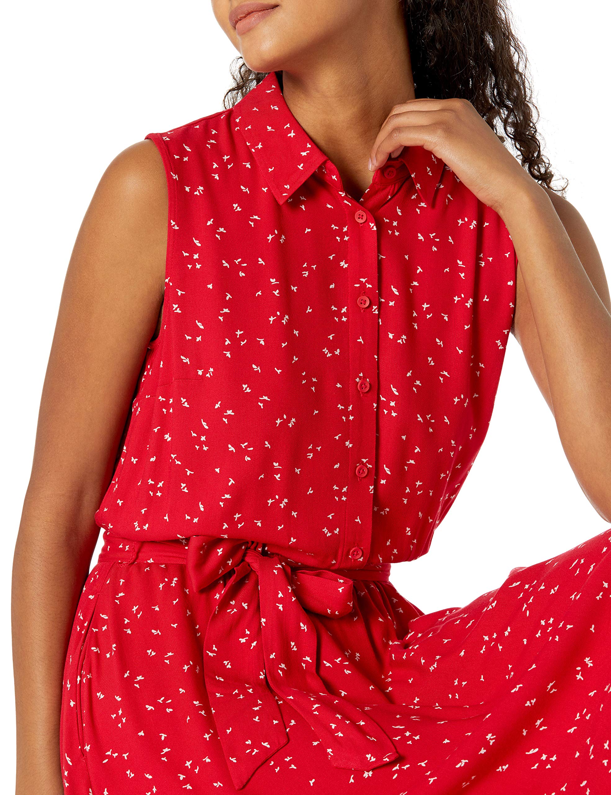 Amazon Essentials Mujer Vestido Camisero Tejido sin Mangas de Ajuste Relajado