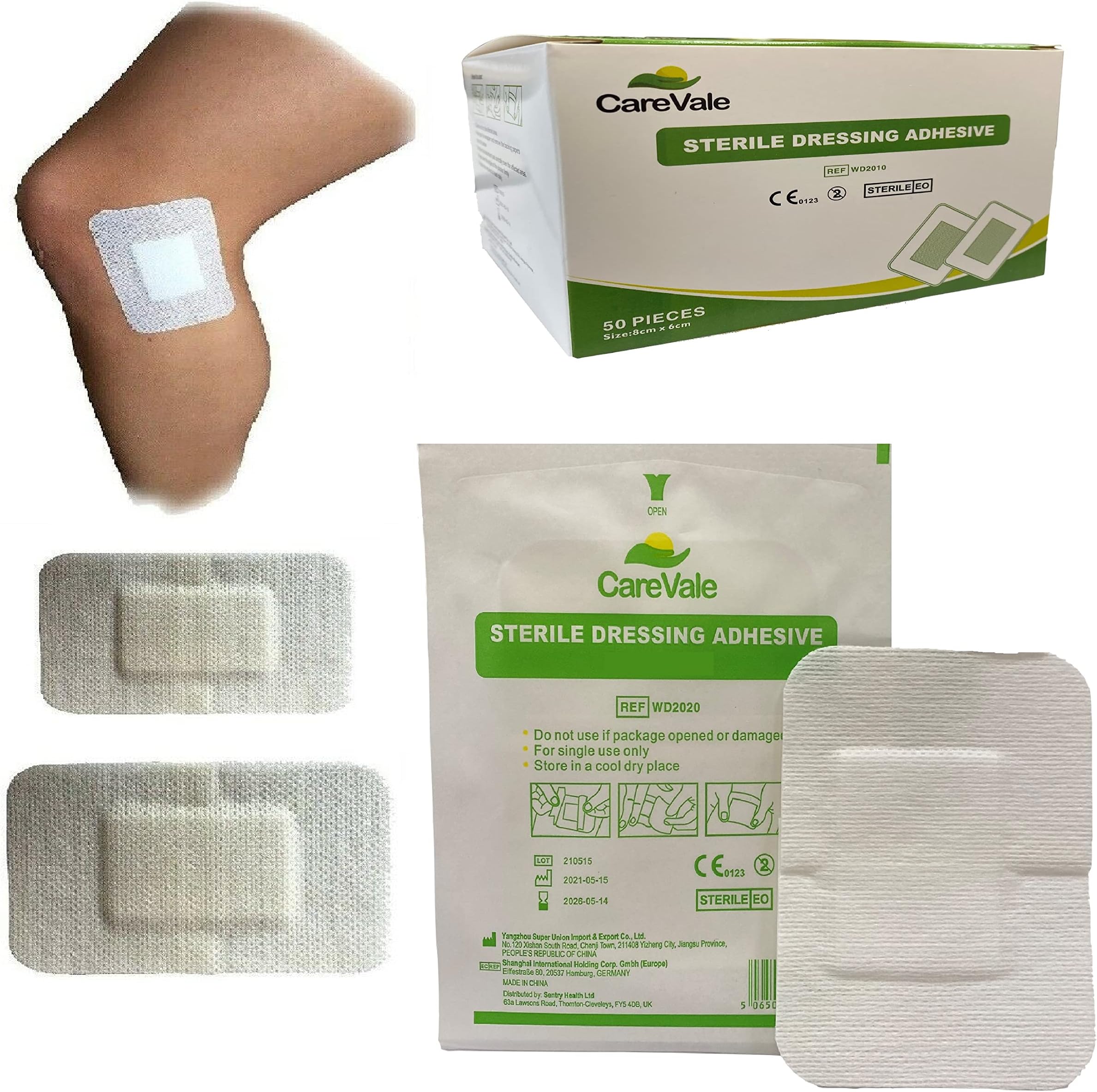 Adhesive Sterile Dressings - First Aid Plasters Cuts & Wounds, Burns (10 X 8 CMS Box of 50)