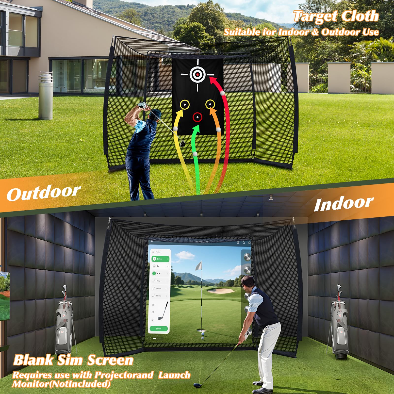 Red portátil de práctica para Golf，Red de Práctica para Golf, Juego de Red de Golf por al Aire Libre de Golf Interior