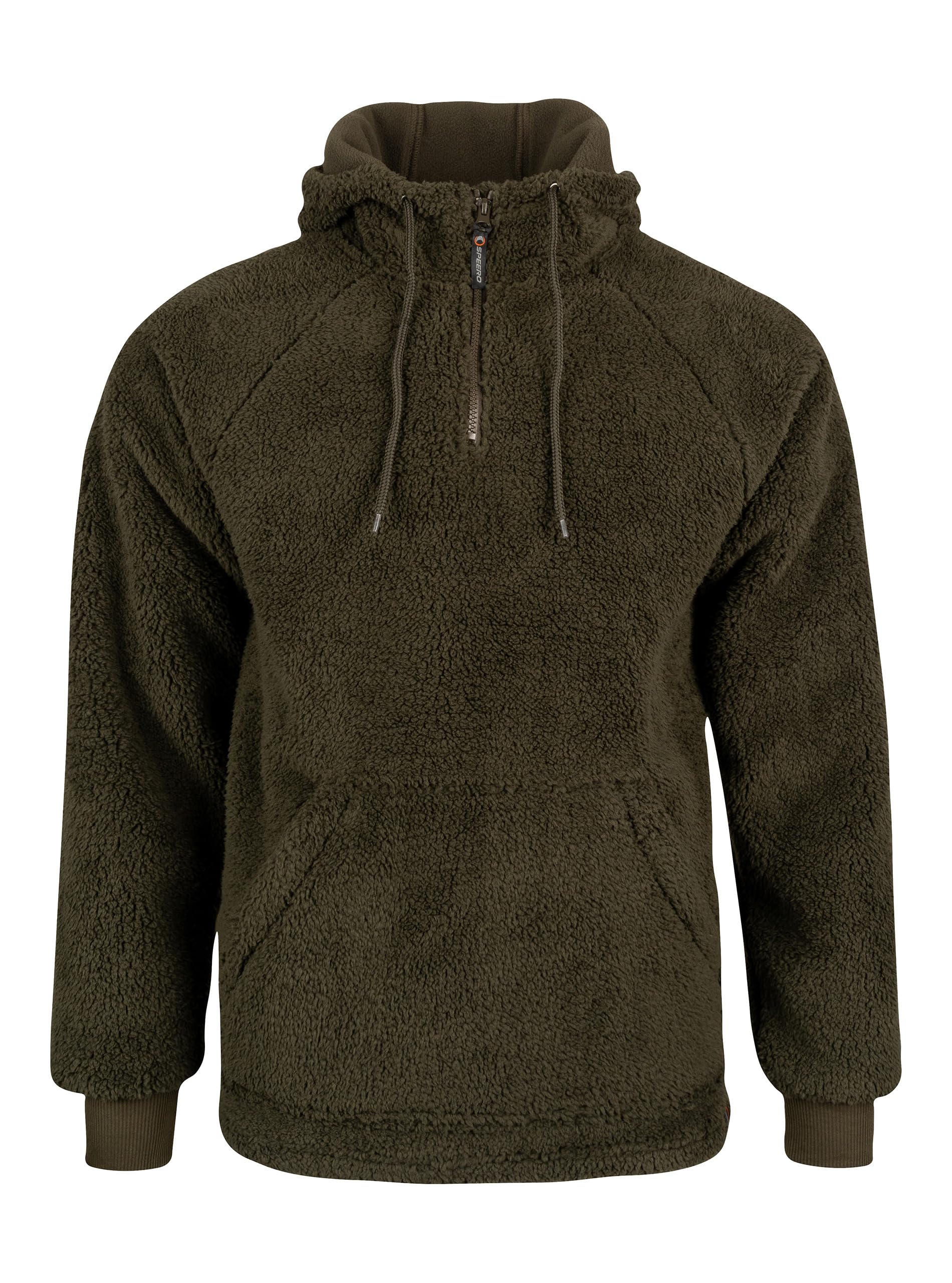 Speero Men's Dark Olive Sherpa Fleece Hoodie Xxl