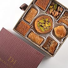 Damaskino Home Assorted Baklava Gift Box 4.5oz &ndash; 9 Pieces Turkish Baklava Pastry Dessert &ndash; Traditional Middle Eastern Sweets Made with Premium Pistachios, Cashews & Walnuts - Arabic Dessert Food Gifts - Dulces Arabes
