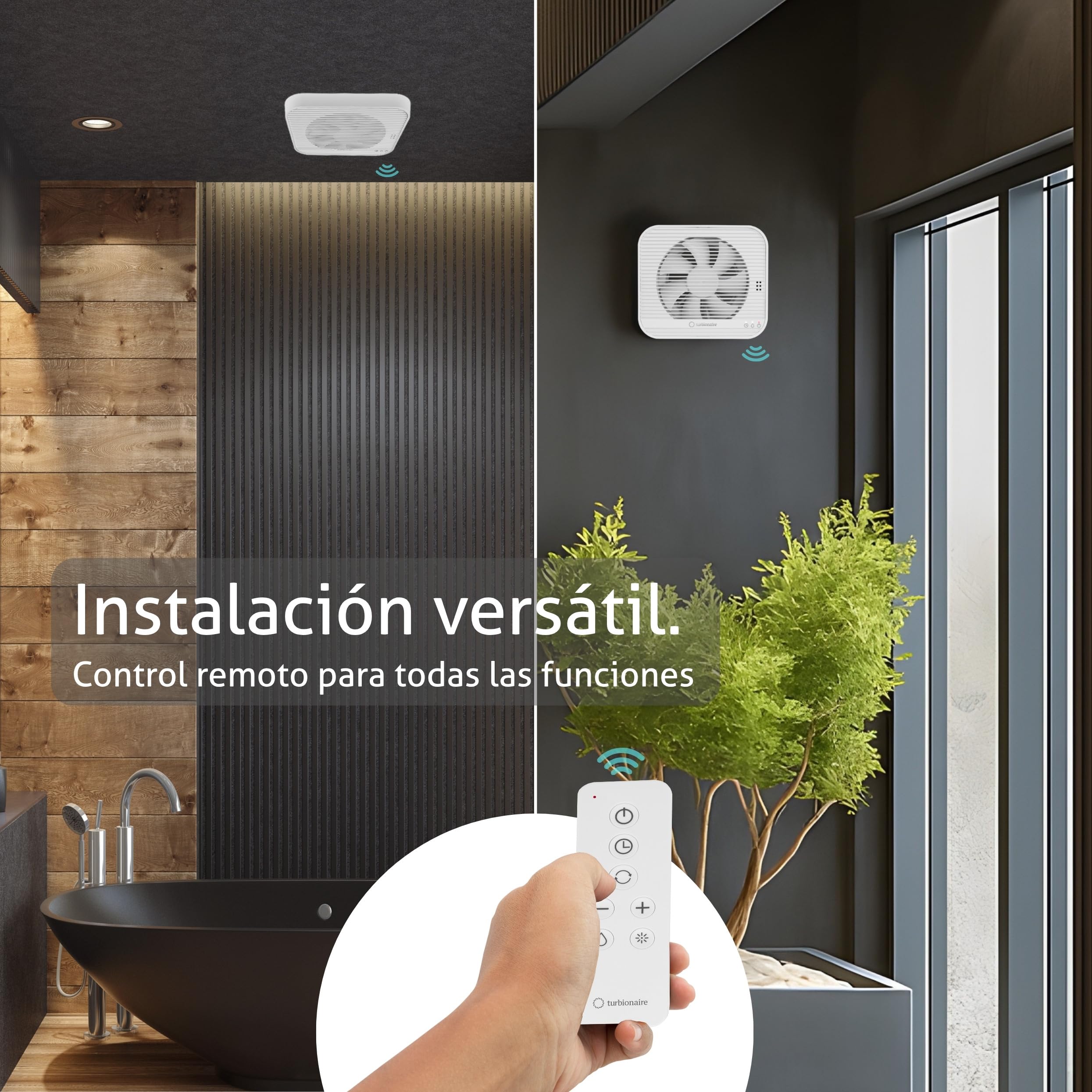 Turbionaire Axio 1012 HTR Extractor de baño, Sensor de humedad, 8 velocidades, Temporizador, Mando a distancia, Conexiones y válvula antirretorno de 100 mm/120 mm incluidas, 9.2W, 161 m³/h, Blanco