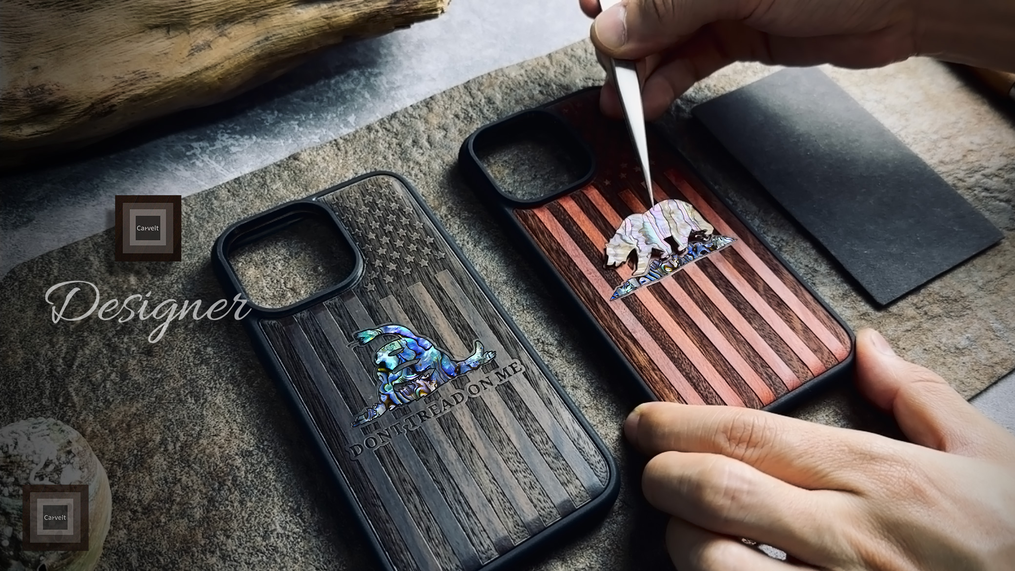 Carveit Funda Magnética De Madera Para IPhone 16e, Grabado Artesanal De Madera Y Carcasa Incrustada Hecha A Mano, Cubierta De TPU A Prueba De Golpes, Compatible Con Cargadores Inalámbricos MagSafe