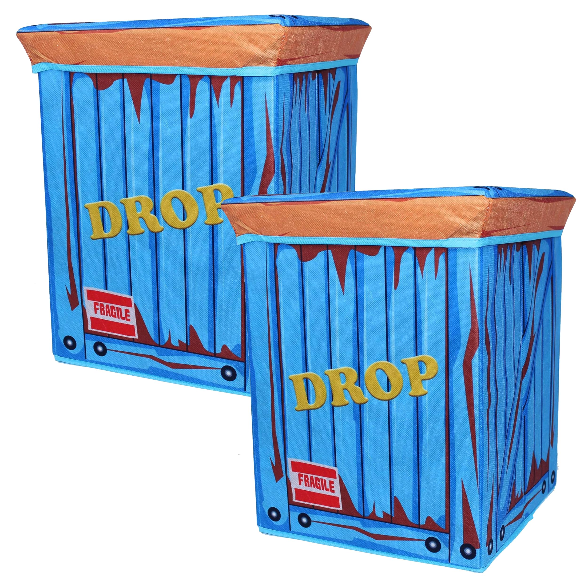 SkywinFabric LootBox Big, 2 Pack Collapsible Box 18”x14”x14” Stackable Supply Bin, Durable & Space Saving Organizer in Fun Bright Colors