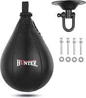 Hunter Leather Speed Bag with Swivel - Premium Cowhide Boxing Bag for Speed, Accuracy & Reflex Training