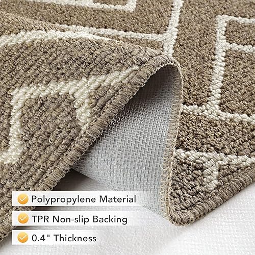 Miniatura 194 de hicorfe Juego de alfombras y tapetes de cocina, alfombra antideslizante de polipropileno súper absorbente, tapete suave y cómodo, lavable para Negro