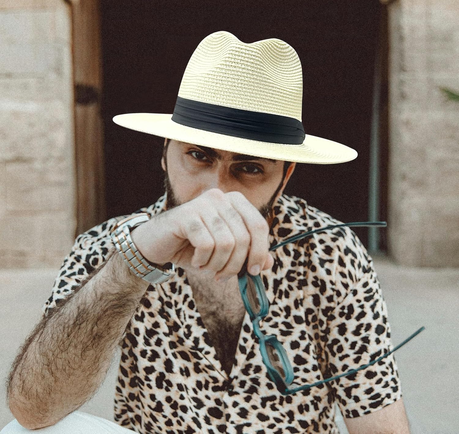 Lanzom Summer Beach Sun Hats for Men Women Foldable Floppy Travel Packable Staw Hat, Wide Brim Hat - Image 5