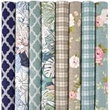 levylisa 8 Pieces Quilting Cotton Fabric Squares Sheets Pre-Cut Multi-Color Design Printed Rose Craft Fabric for DIY Sewing