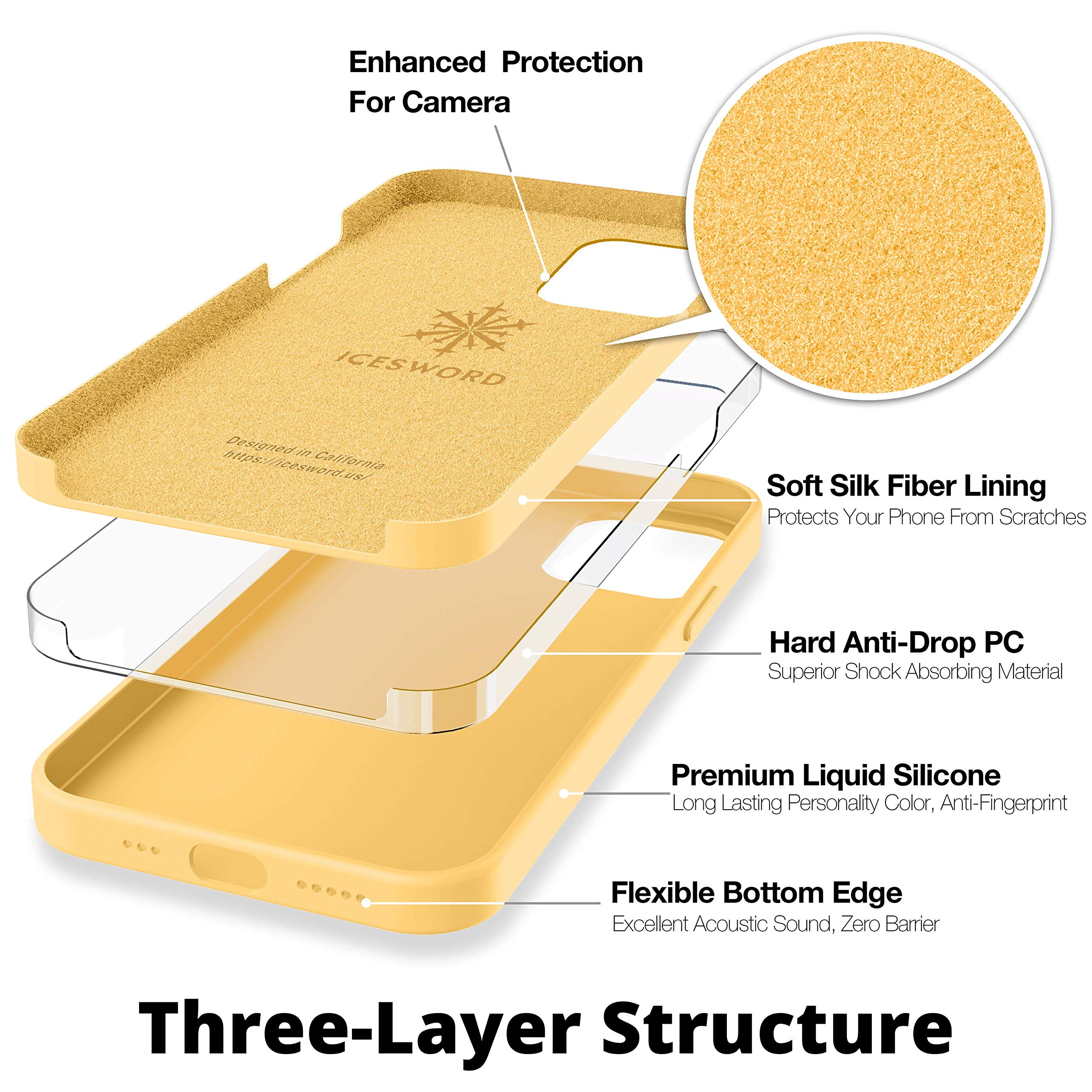 Amazon.com: IceSword iPhone 12 Pro Max Case Yellow, Thin Liquid