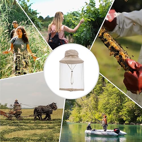 Miniatura 5 de Yoption Head Net Hat, Sun Hat Bucket Hat with Hidden Net Mesh for Men Women Outdoors Fishing Hiking