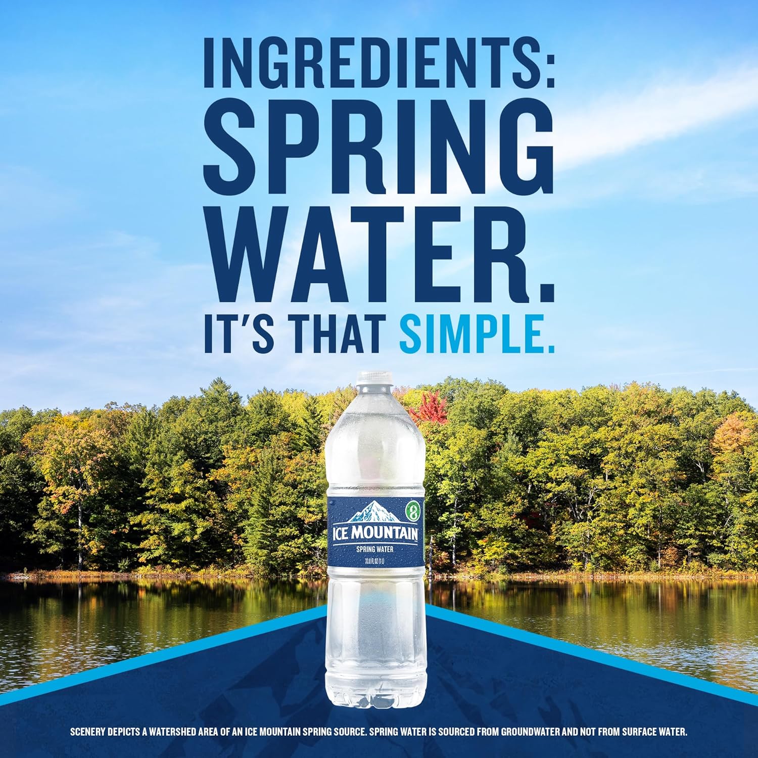 Ice Mountain Spring Water Bottles, 15 Pack – Refreshing Crisp Water – 33.8 Fl Oz