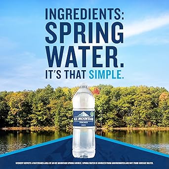 Ice Mountain Spring Water Bottles, 15 Pack Refreshing Crisp Water 33.8 Fl Oz