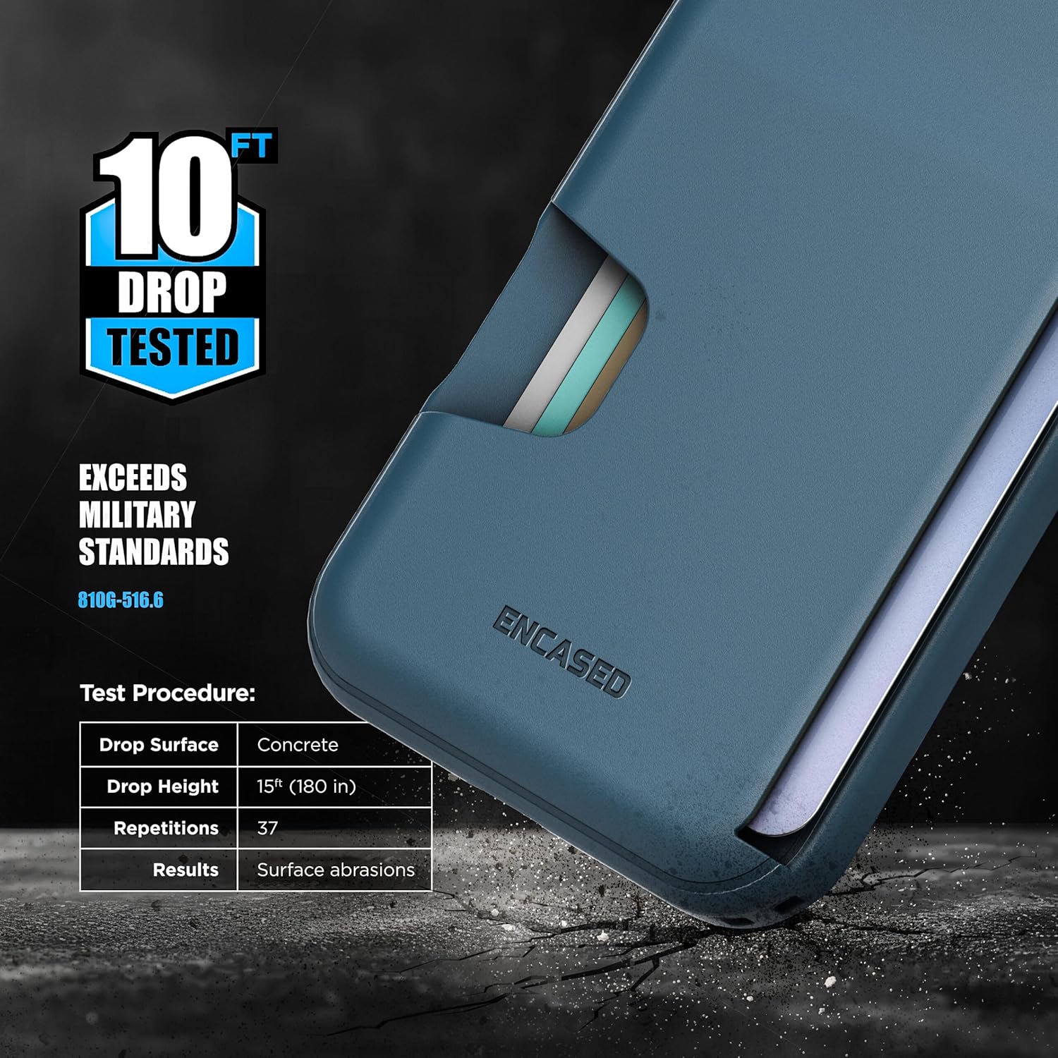 ENCASED for iPhone 17 Pro Wallet Case (Cache Series) - Protective Phone Case with Card Holder Slot (Blue) - Image 6