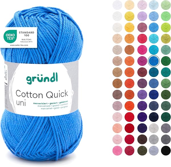 Gründl Laine Cotton Quick uni - laine fine pour crocheter - fil à tricoter – fil à crocheter – brillant et doux pour la peau – 100% coton – 1 pelote 50 g / 125 m – taille d’aiguille 3-4 - noir - 3