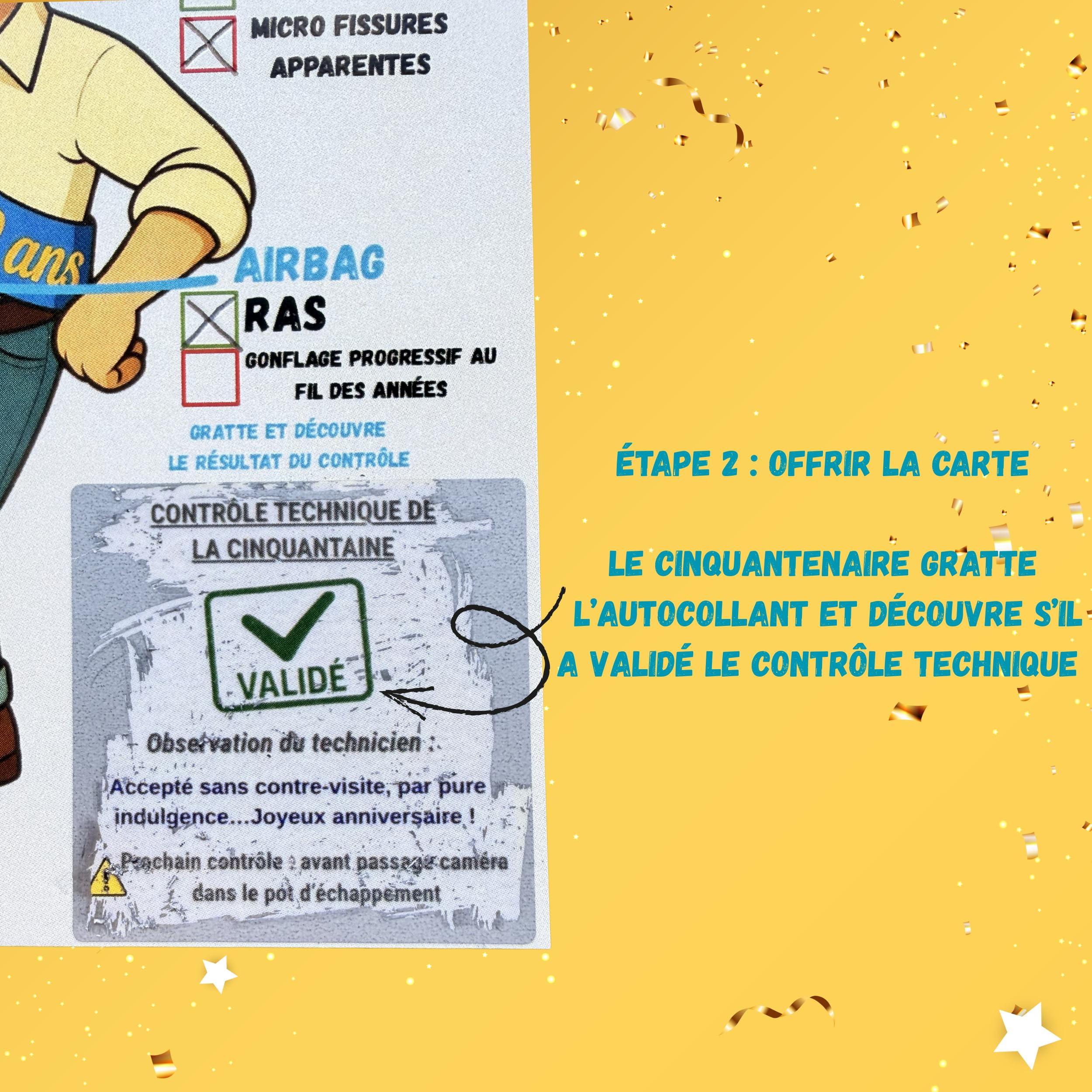 Carte Anniversaire 50 Ans à Gratter – Contrôle Technique Humoristique – Carte 50 ans Homme Originale – Carte Anniversaire 50 Ans Drôle Humoristique - 3