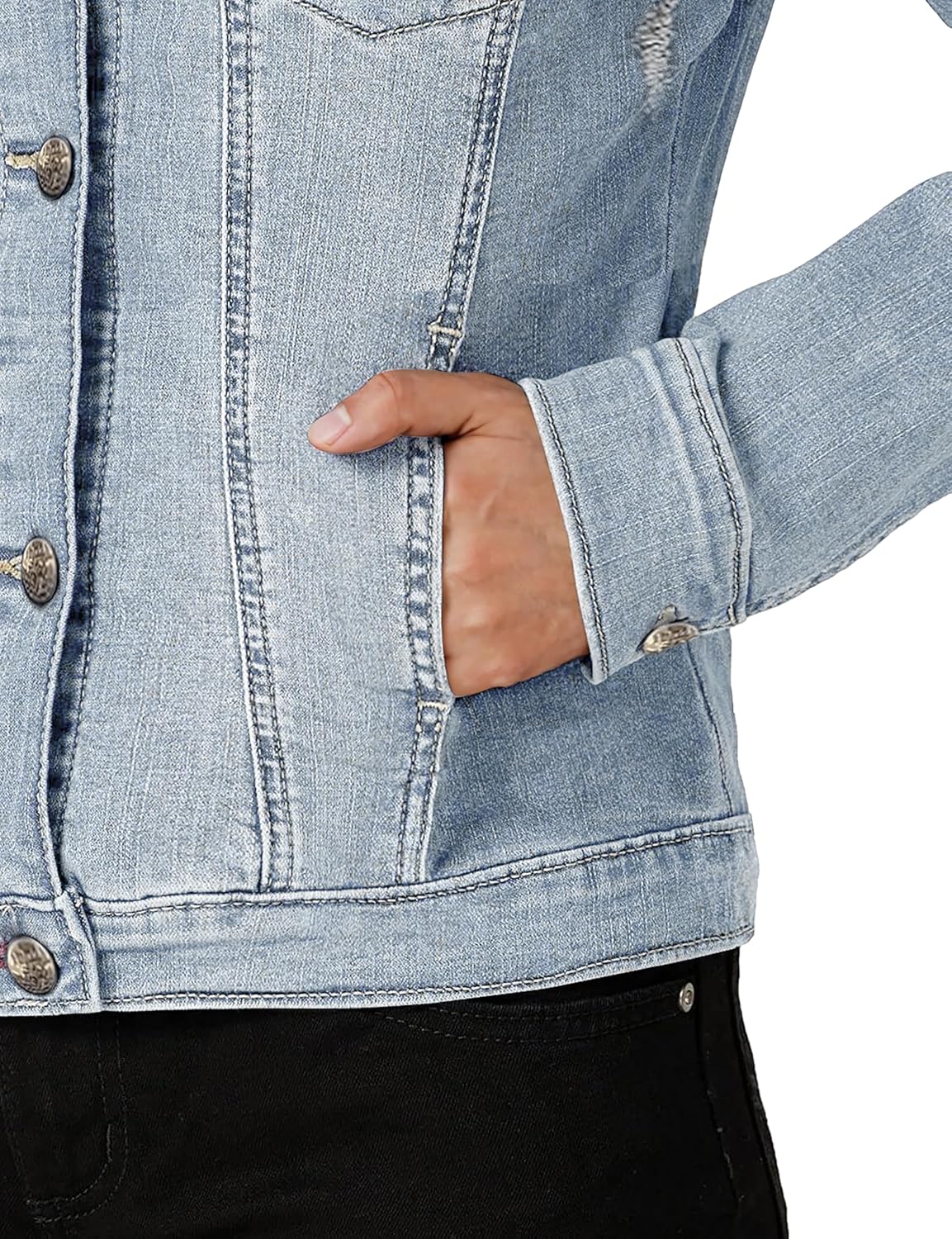 Hybrid & Company Women's Long Sleeve Denim Jackets Basic Button Down Jean Jacket with Pockets - Image 5